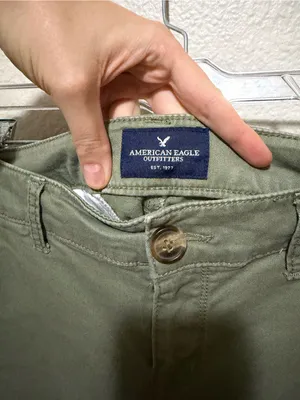 American Eagle Kick Boot Pants Size 4 XL Extra Long Olive Green Y2K thumbnail 3