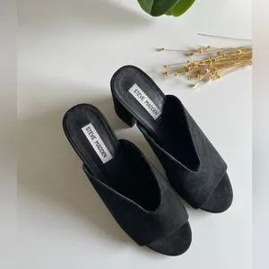 Steve Madden Chance black suede block heel slides sandals thumbnail 4
