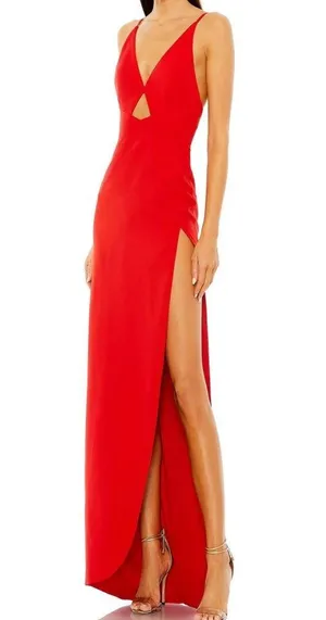 Mac Duggal Red Gown Cut Out Slit Size 6 thumbnail 1