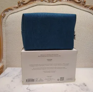 DIOR Denim Embroidered Cosmetic Zipper Trousse Pouch Makeup Cosmetics Bag New thumbnail 2