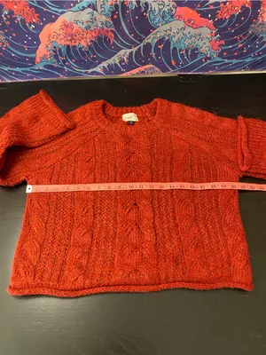 Universal Threads Chunky Cable Crewneck Sweater - Red thumbnail 3