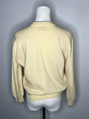 60s Vintage Wool Angora Butter Yellow Blue Bird Knit Cardigan Cottagecore Twee thumbnail 2