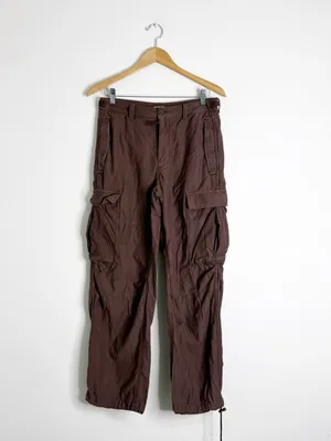 Aritzia Tna Cotton Cargo Pants Brown Utility Parachute Joggers Size 6 thumbnail 3