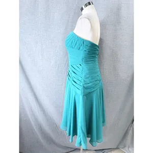 Azazie Teal Strapless Sweetheart Ruched Chiffon Mini Dress Size C‎ thumbnail 5