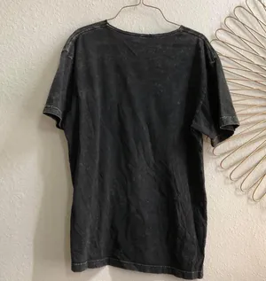 Y2K Black faded acid wash graphic tee t-shirt eagle wings gothic punk rock emo streetwear 100% cotton-L Measurement in pics thumbnail 2