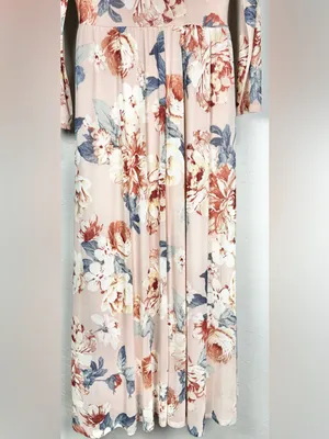 Kate and Lily Floral Mock-Neck Long Sleeve Maxi Dress Blush Pink Size 10 thumbnail 9