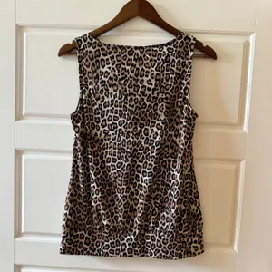 White House Black Market‎ Brown Leopard Cowl Neck Tank Top Small Y2K Mob Wife thumbnail 5