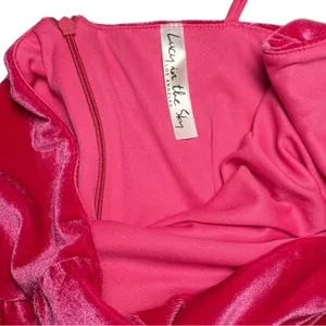 Lucy In The Sky Hot Pink Velvet Mini Dress Womens Small One Shoulder Barbiecore thumbnail 3
