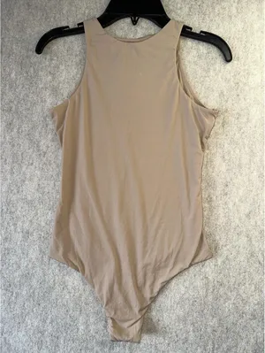 SKIMS Fits Everybody High Neck Bodysuit Clay Beige Thong Size Small thumbnail 1