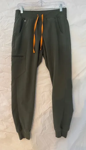 Figs Technical Collection Zamora Olive Nursing Joggers with Orange Drawstring thumbnail 1