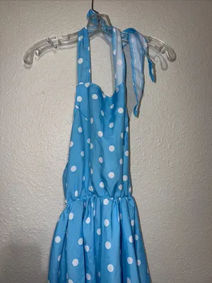 Costume overall dress blue with white polka dots Forum novelties halter dress thumbnail 2