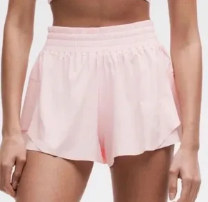 NWT new womens lululemon shake it out shorts medium light pearl pink $68 lined thumbnail 1