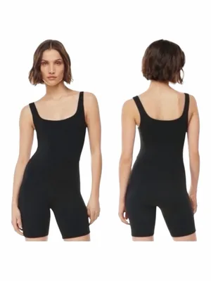 Aritzia Babaton Square Neck Biker Short Romper Women Medium Black Bodysuit thumbnail 2