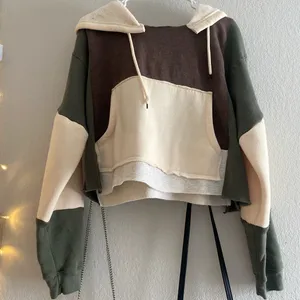 Custom Handmade 1of1 Patchwork Hoodie Tan Size L thumbnail 1