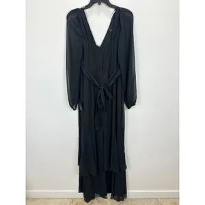 Lulus Tier Elegance Black Long Sleeve Tiered Maxi Dress Chiffon Formal M NWT thumbnail 11