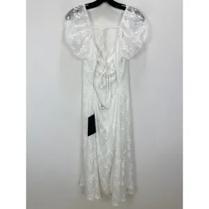 Lulus Blossoming with Charm White Embroidered Tie-Back Midi Dress XL NWT thumbnail 10