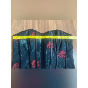 Gothic Skull & Red Rose Overbust Corset Top Size L thumbnail 6