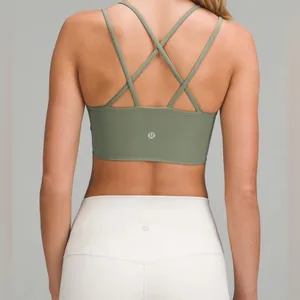 NWT Lululemon Like a Cloud Longline Bra B/C Ribbed in Grey Eucalyptus thumbnail 2