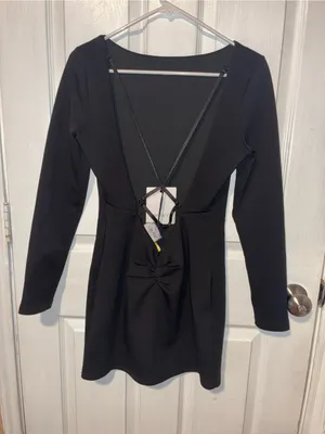 Thea mini dress Black RunAway The Label Long-Sleeve Open-Back Crisscross Straps thumbnail 3