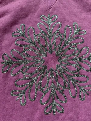 Old Navy Lavender Crewneck Sweatshirt with Silver Glitter Snowflake thumbnail 3