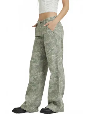 PacSun Tree Camo Low Rise Baggy Pants NWT Camouflage Green Size 27 thumbnail 5