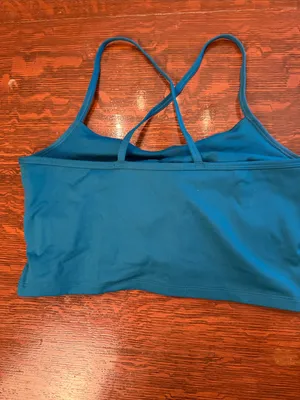 girlfriend collective Twist-Front Strappy Bralette - Teal Blue Medium thumbnail 3