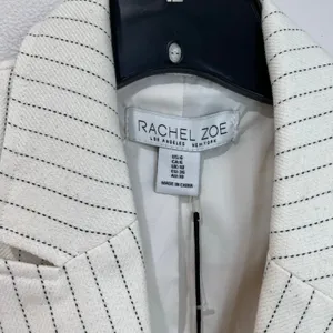 Rachel Zoe Striped Cropped Blazer Size 6‎ Ivory Pinstripe NWT Preppy Chic thumbnail 6