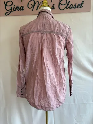 Free People Women's Pink Button-Up Long Sleeve Shirt XS thumbnail 2