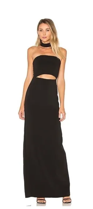 Lovers and Friends Raine Strapless Gown in Black Cut Out Front maxi dress Size 6 thumbnail 1