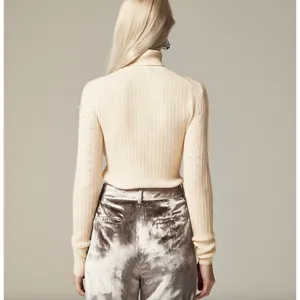 NEW J.Crew Featherweight Cashmere Turtleneck Sweater Rhinestones Buttercream S thumbnail 5