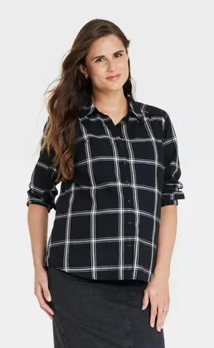 Isabel Maternity Woven Long Sleeve Button-Front Maternity Top Women’s S NWT thumbnail 1