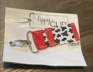 LippyClip Red and Black Cow Print Keychain thumbnail 1