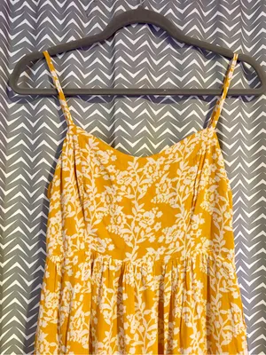 NWT Lulus | Catching Sunrays Mustard Yellow Floral Print Midi Dress, Small thumbnail 5