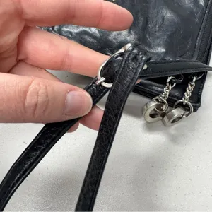Perlina New York Black Leather Crossbody Bag Handbag Purse Womens Classic thumbnail 9