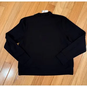 T by Talbots Sweatshirt Womens M Black Pullover Mock Neck Zip Kangaroo thumbnail 9