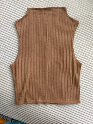 By Together Rust Brown Ribbed Sleeveless Mock Neck Top M thumbnail 2