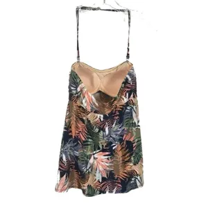 NWOT Womens Size 4 Garnet Hill Multicolor Tropical Palm Print Ruched Swim Dress thumbnail 4
