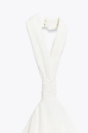 Zara Elegent Cream Halter-Tiered Women's Ruffeled Bohemian Mini Dress thumbnail 10