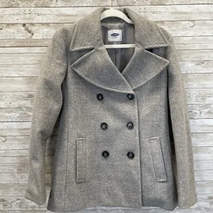 Old Navy‎ Womens M Peacoat Wool Blend Gray Winter Coat Jacket Double Breasted thumbnail 1