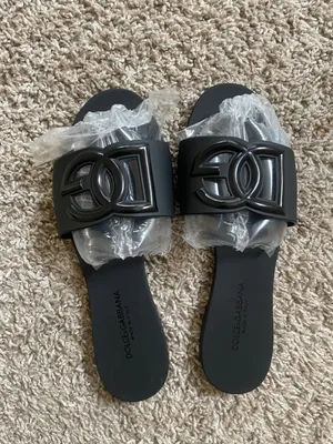 Dolce & Gabbana Black Rubber D&G Logo Slide Sandals thumbnail 1