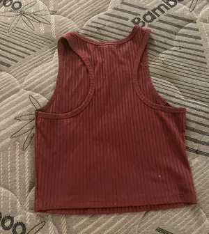 Bozzolo Large  Maroon Ribbed Cropped Tank thumbnail 2