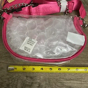MADDEN NYC New! Women’s clear convertible fanny pack with pouch hot pink thumbnail 6
