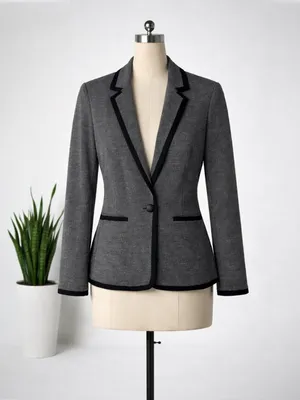 Express Ponte Stretch Knit Academy Blazer with Piped Trim thumbnail 1