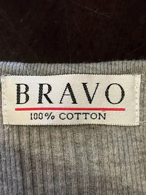 Bravo Tank Top Womens Medium Gray Ribbed Cropped 100% Cotton Shirt Casual thumbnail 5