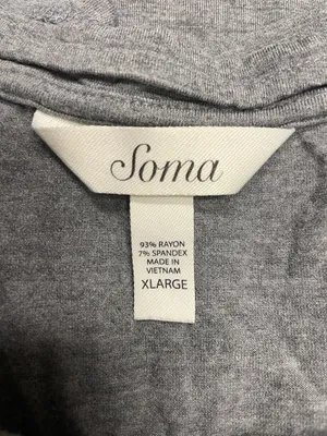 Soma Pajama Set long pants short sleeve tshirt top size XL gray black thumbnail 3