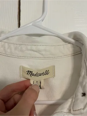 Madewell White Denim Long Sleeve Dress thumbnail 5