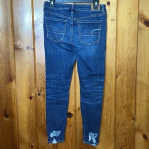 American Eagle outfitters super stretch X jeans high rise jeggings 8 distressed​ thumbnail 5