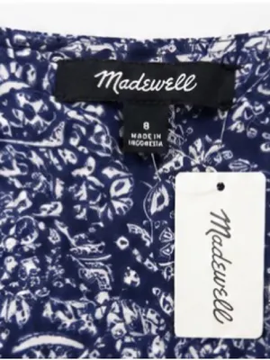 NWT Madewell Paisley Garden puff sleeve babydoll dress size 8 thumbnail 4