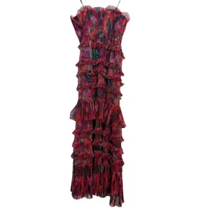 Hutch Sevilla Strapless Floral Tiered Tulle Gown Maxi Dress Size 4 NWT thumbnail 4