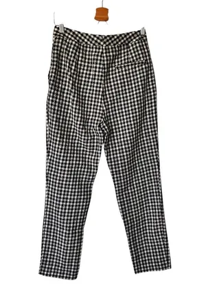 NWT ZARA Gingham straight leg Black and White Checkered Pants M thumbnail 4